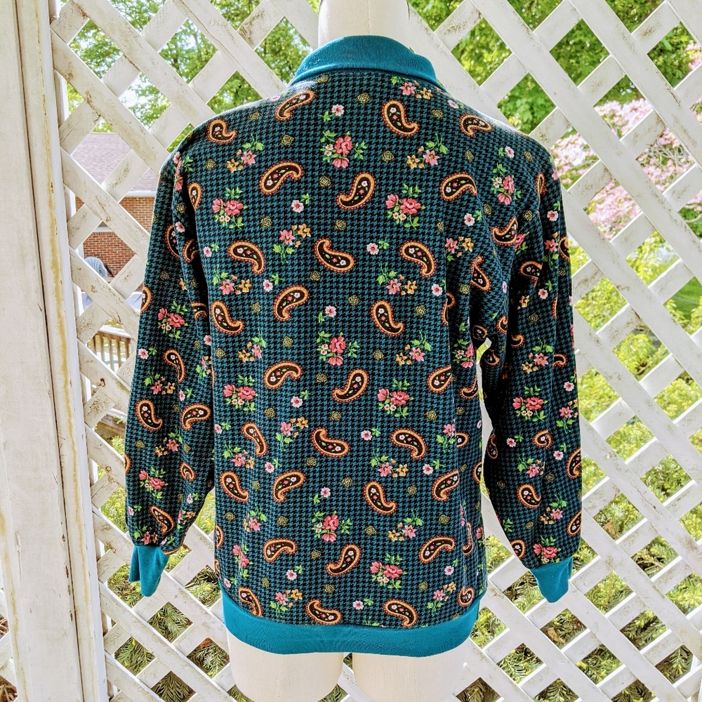 Vintage paisley houndstooth floral sweatshirt - Picture 5 of 7